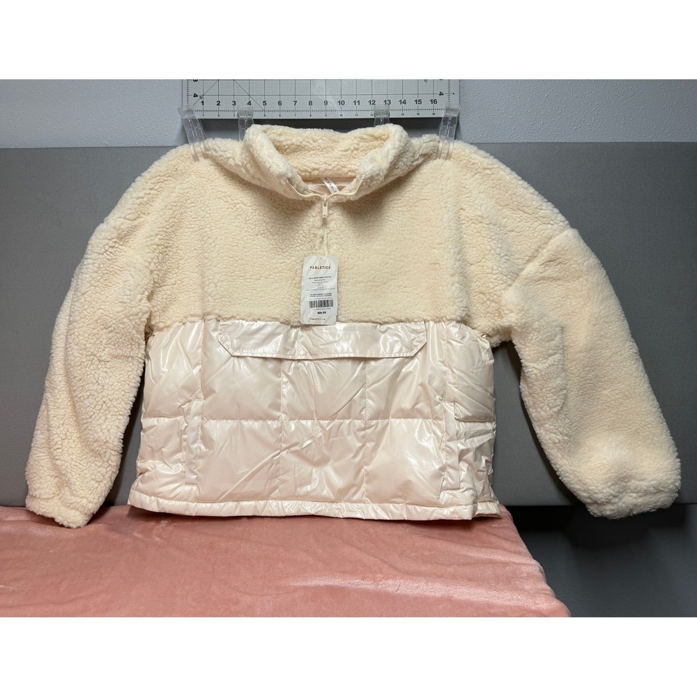 NWT Fabletics Nelly Mixed Media Half Zip Sherpa Quilted Puffy Pullover Size XXL